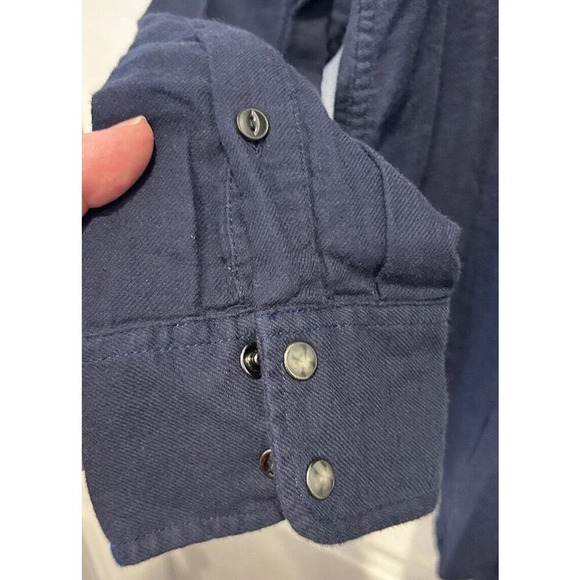 AE American Eagle Navy Blue Flannel Lined Button Down Shirt Mens Size Large - Picture 4 of 7